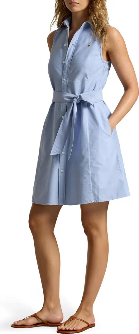 Sleeveless Cotton Oxford Shirtdress | Nordstrom