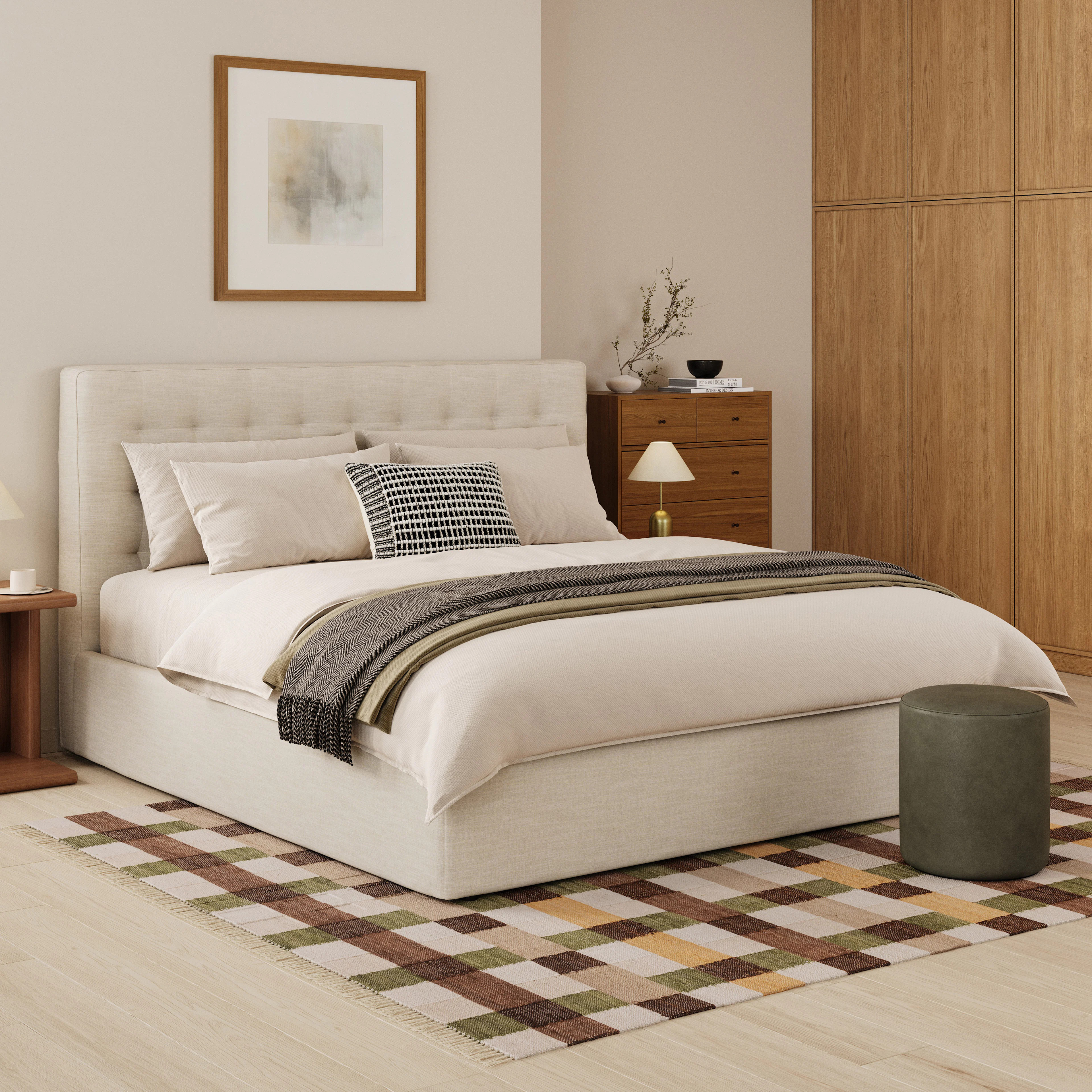 Sven King Tufted Storage Bed - Biscuit Cream | Article