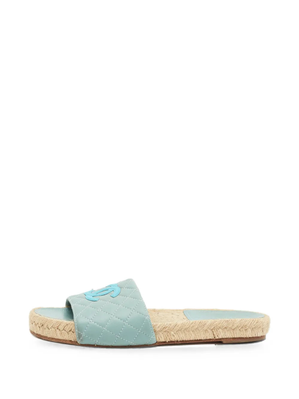 CHANEL Pre-Owned CC quilted slide espadrilles - Blue | Farfetch Global
