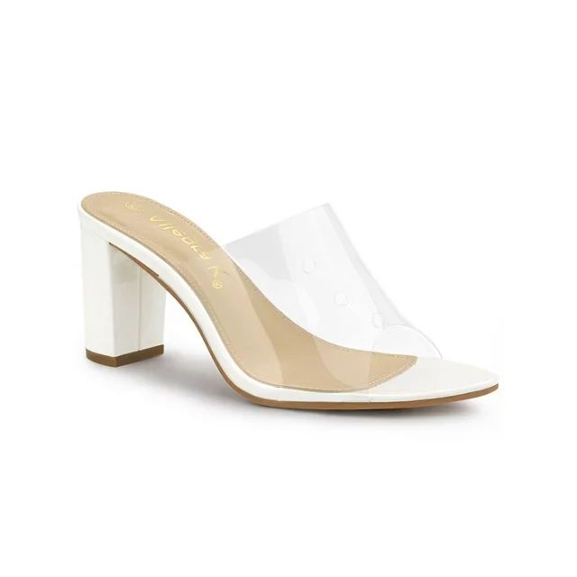 Allegra K Women's Sandals High Block Heels Slides Sandals Clear Point Toe Mules | Walmart (US)
