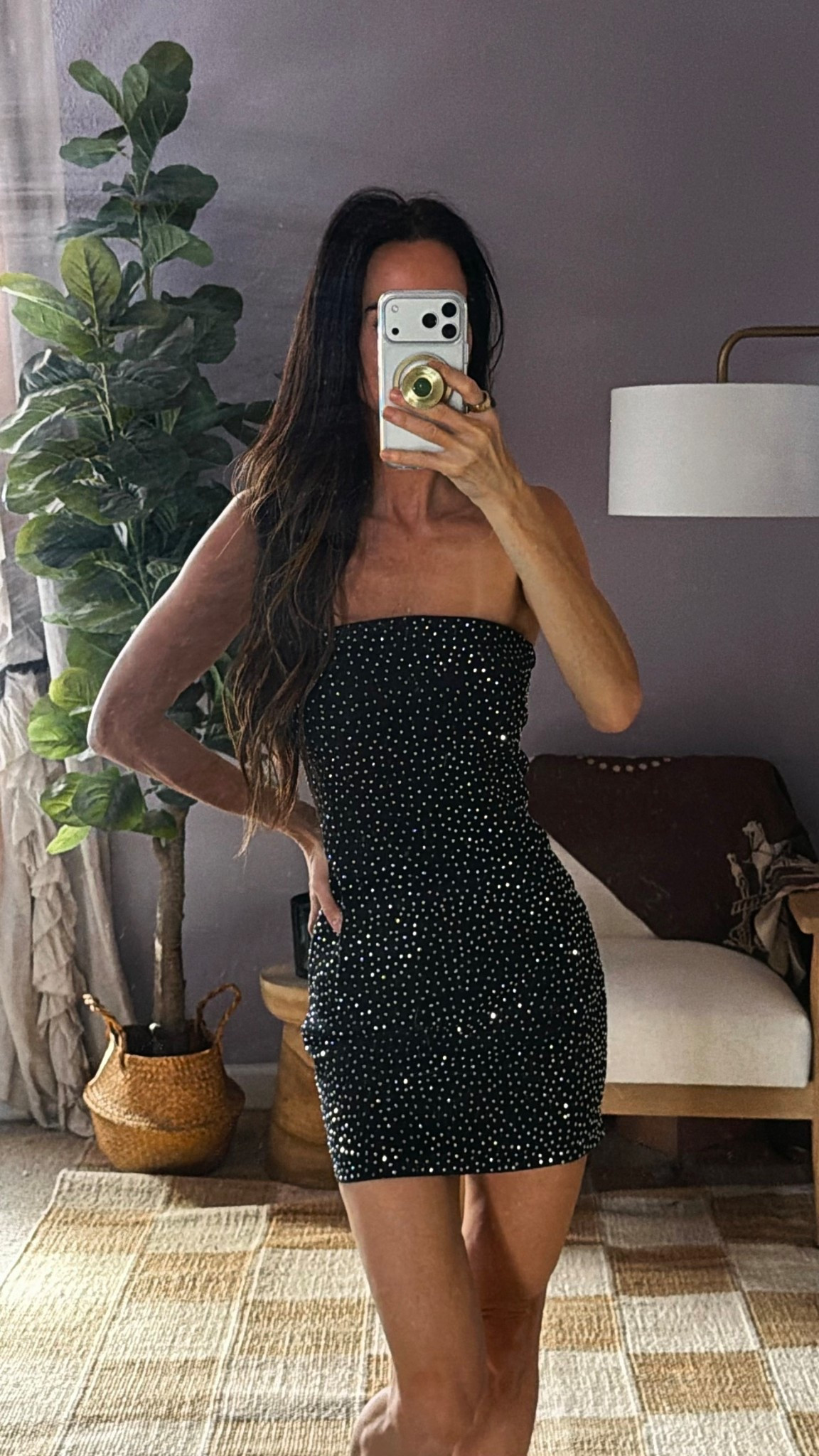 Good American nailed it with this one. Crystals on denim and its structured enough to actually stay up ⚡️ Best part, use code TREAT for 30% off! 

Nicole Colee, holiday party, party dress, NYE dress, holiday outfit 

#LTKGiftGuide #LTKOver40 #LTKHoliday