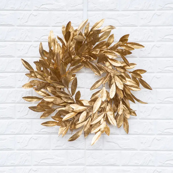 Darby Creek Trading Antiqued Gold Bay Leaf Christmas Holiday Front Door Wreath | Nordstrom | Nordstrom