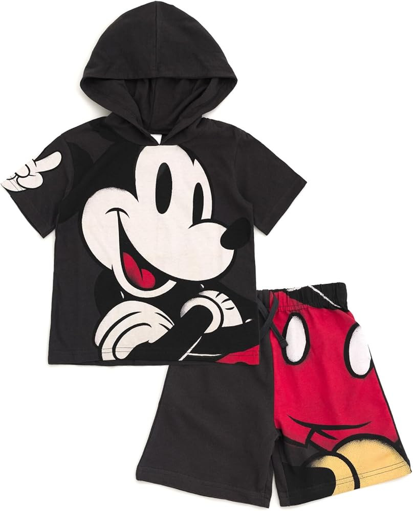 Disney Hooded T-Shirt and French Terry Shorts Outfit Set Toddler to Big Kid Sizes (2T - 10-12) | Amazon (US)