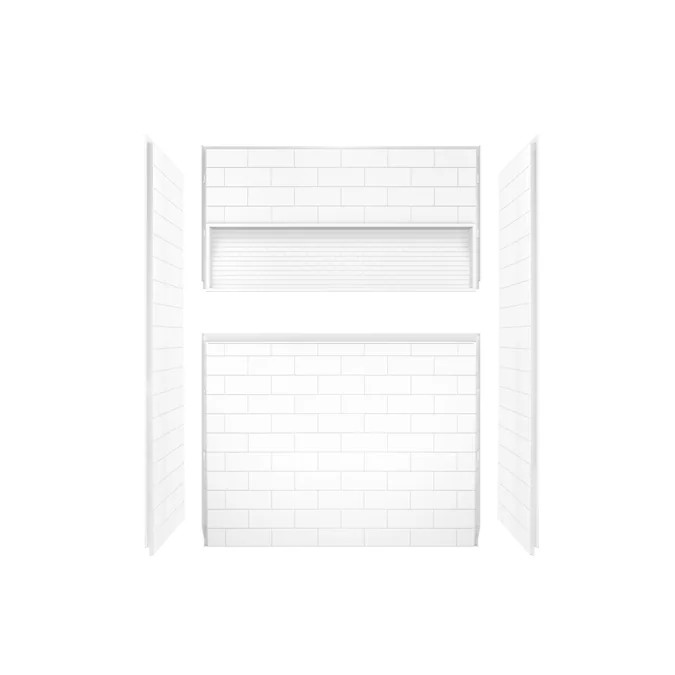 Mansfield NexTile 60-in x 30-in x 74-in White 4-Piece Shower Wall Surround | Lowe's