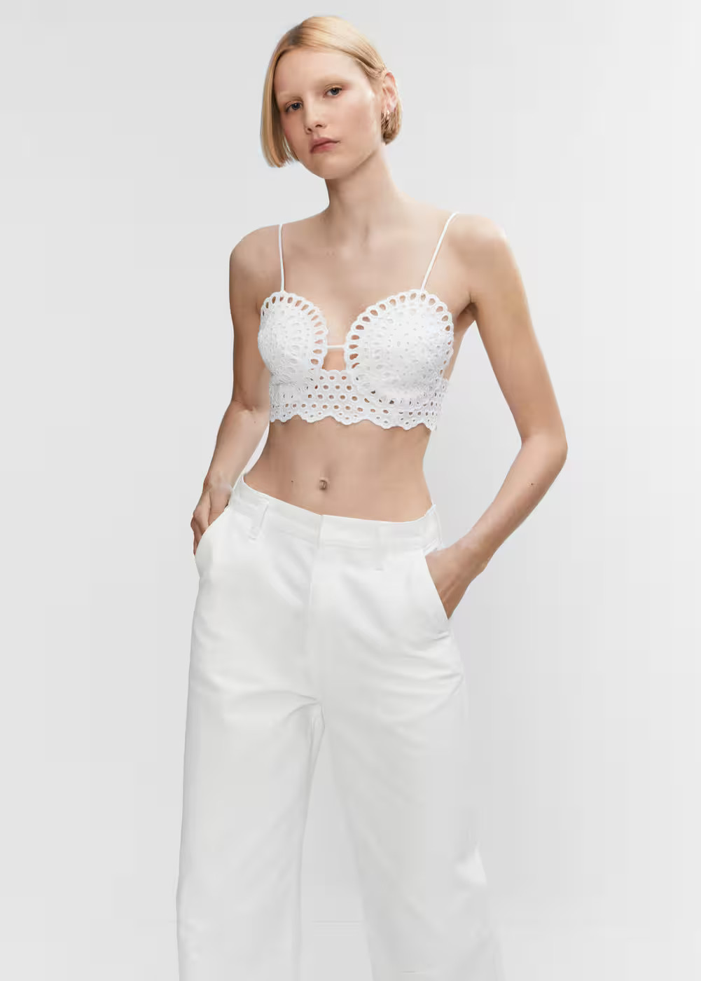 Openwork knitted crop top  -  Women | Mango United Kingdom | MANGO (UK)