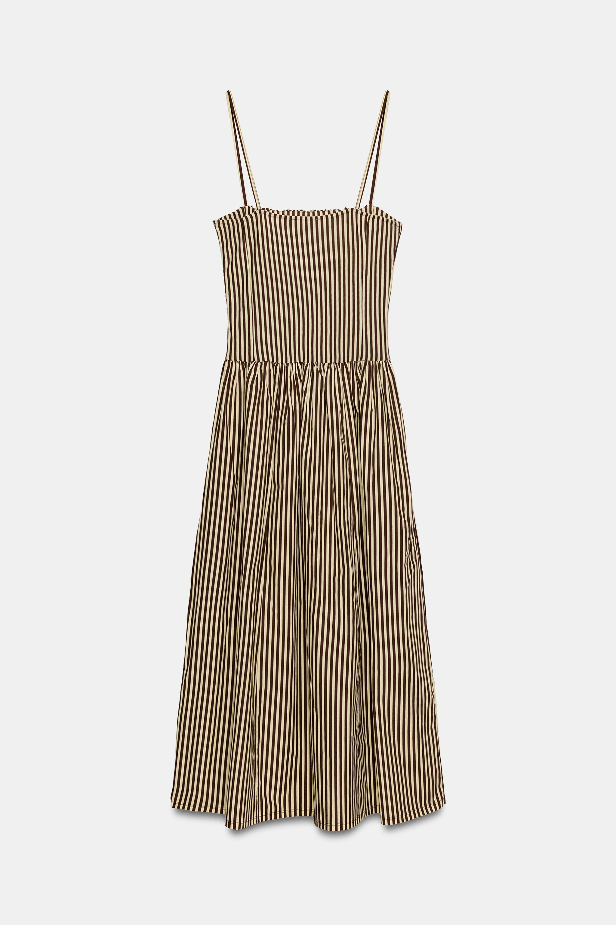 STRIPED COMBINATION POPLIN DRESS | Zara US