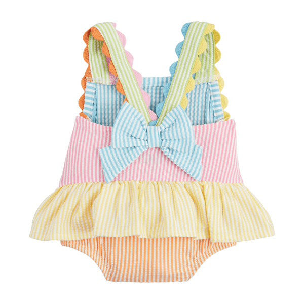 Girls' Seersucker Ric Rac Swimsuit | Mud Pie