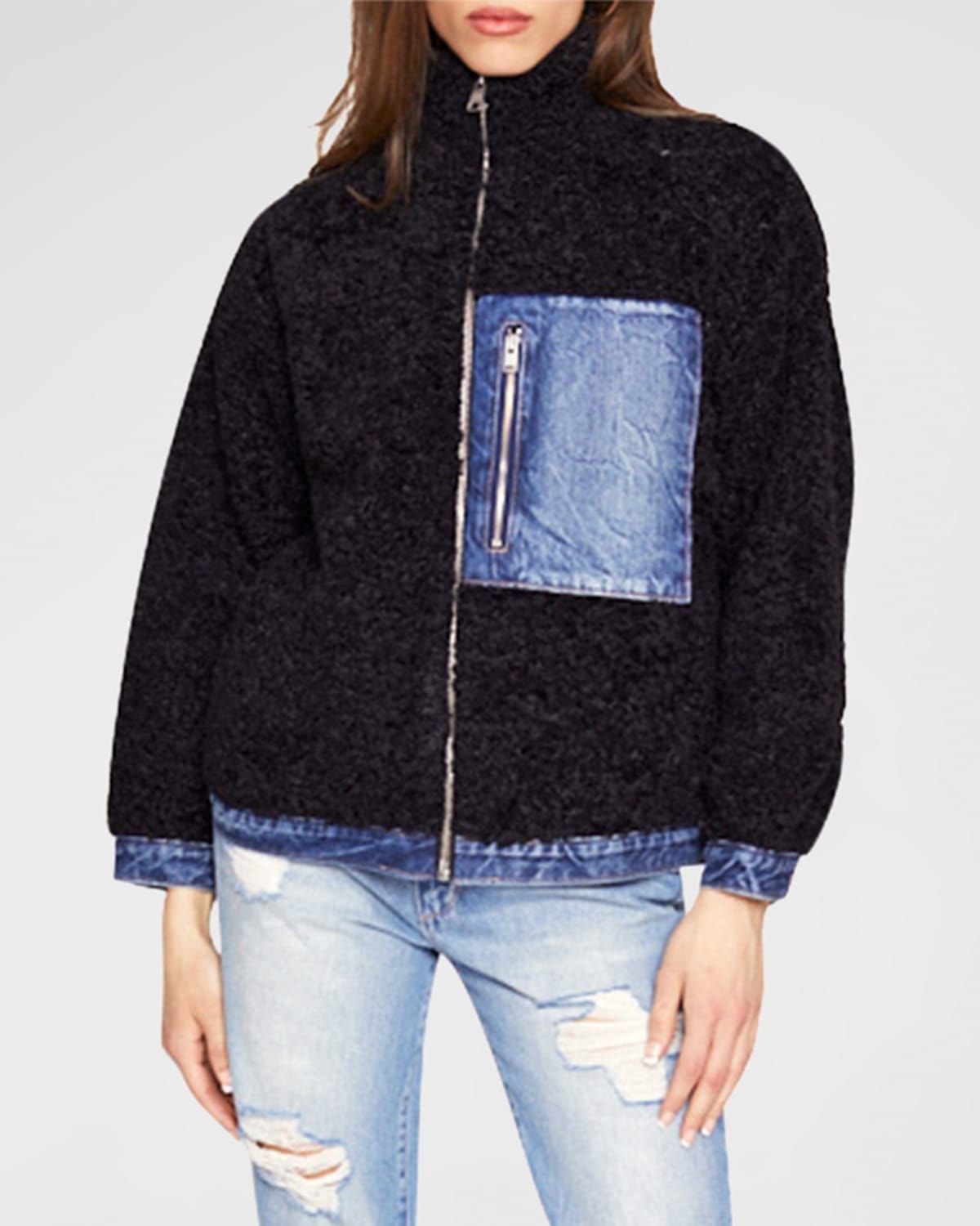 Apres Ski Oversized Jacket with Denim Accents | Neiman Marcus