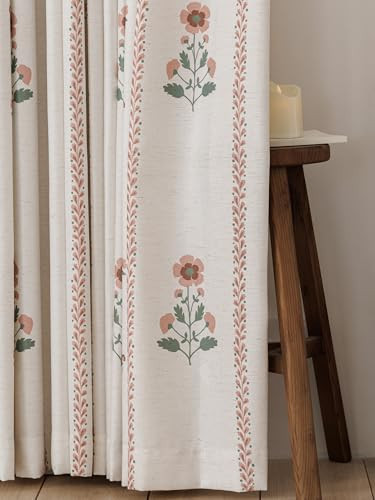 Pinch Pleated Nursery Curtains Luxury Pink Sheer Floral Curtains for Girls Room Bedroom Living Room - 108 Inch Length Modern Farmhouse Floral Printed Drapes with Hooks - 2 Panels Set | Amazon (US)