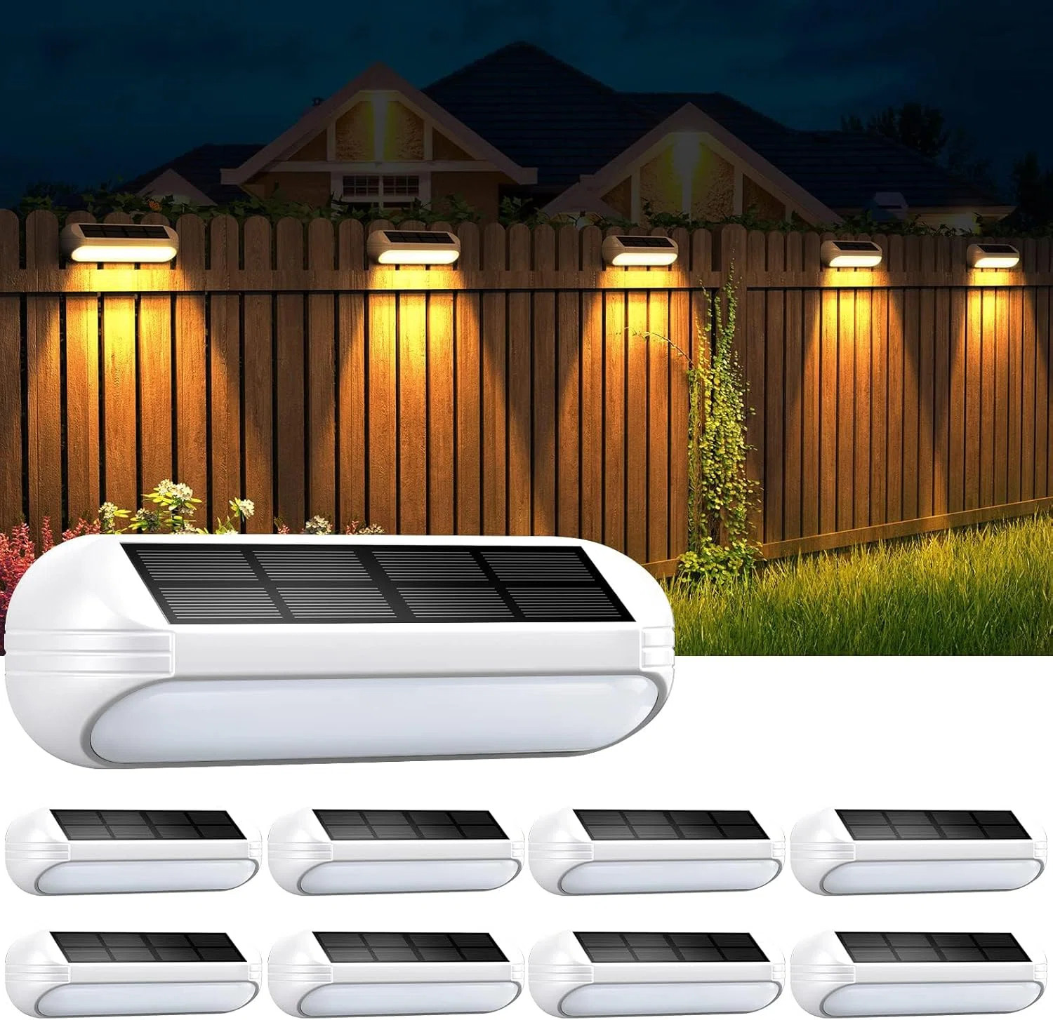 Matte Black Solar Powered Integrated LED Step Light Kit (Set of 8) | Wayfair North America
