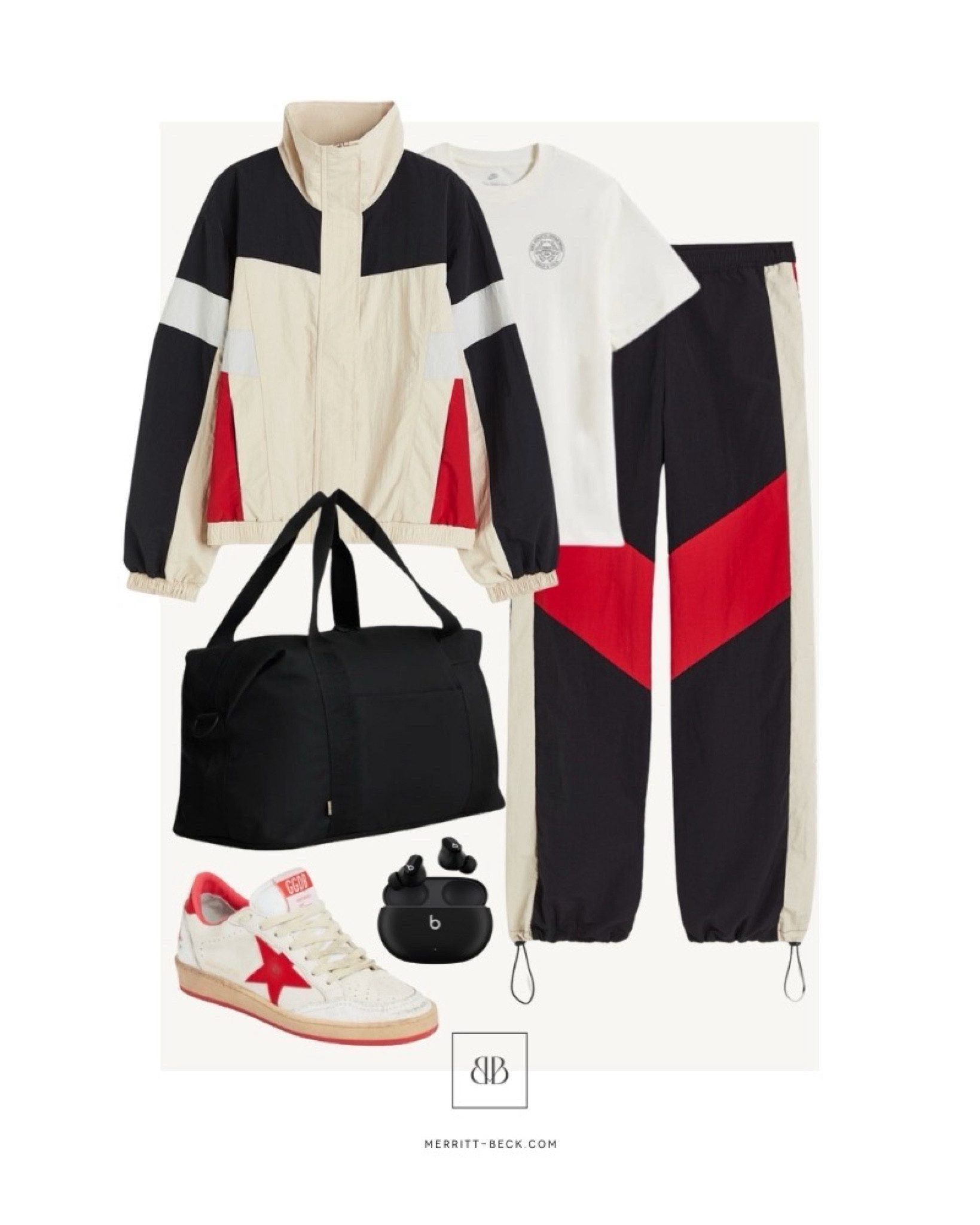 A cool athleisure look for the holiday season - love the pop of red ❤️ shop this outfit by following @merrittbeck in the LTK app! 

#LTKfindsunder50 #LTKfitness #LTKshoecrush