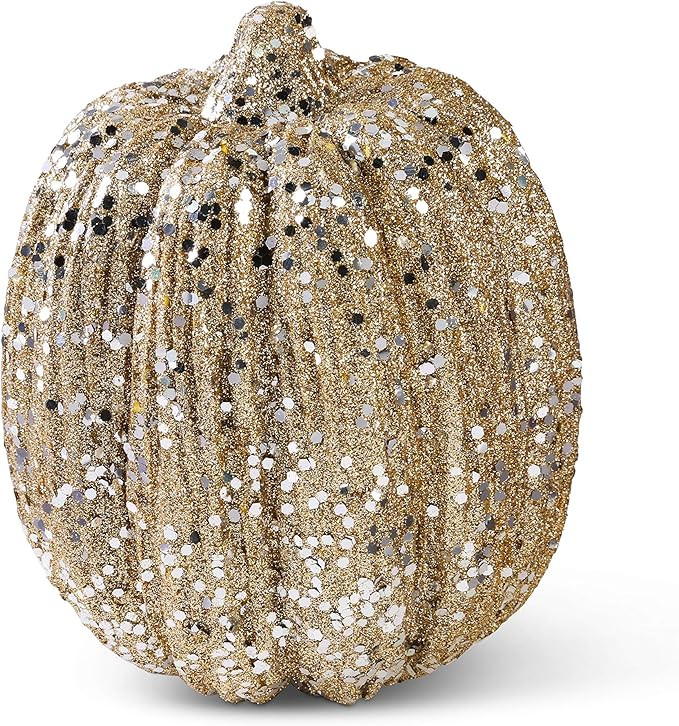 K&K Interiors 40610B 6 Inch Champagne Glitter Pumpkin, 6 | Amazon (US)