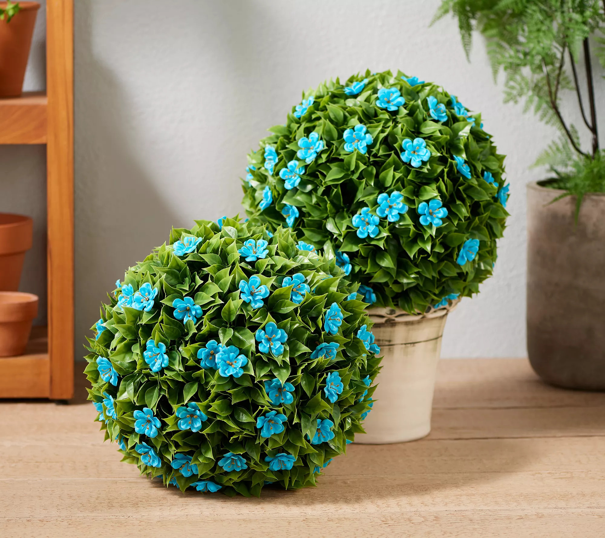 Wicker Park Set of (2) 15" Flower Blossom Indoor Outdoor Garden Spheres - QVC.com | QVC