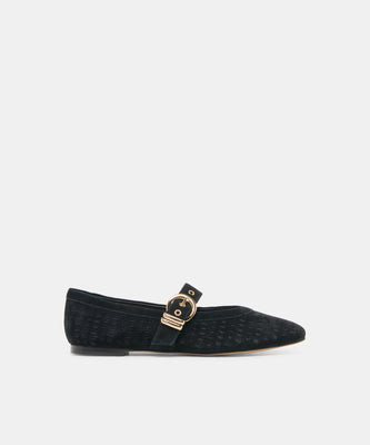 Mikela Ballet Flats in Onyx Perforated Suede Size 12 By Dolce Vita | DolceVita.com