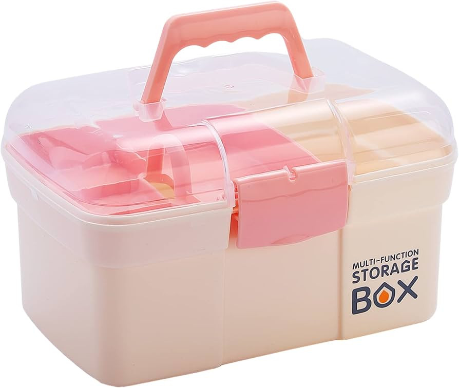 11'' Plastic Box Organizer with Removable Tray, Sewing Box Organizer, Art & Craft Storage Box for... | Amazon (US)