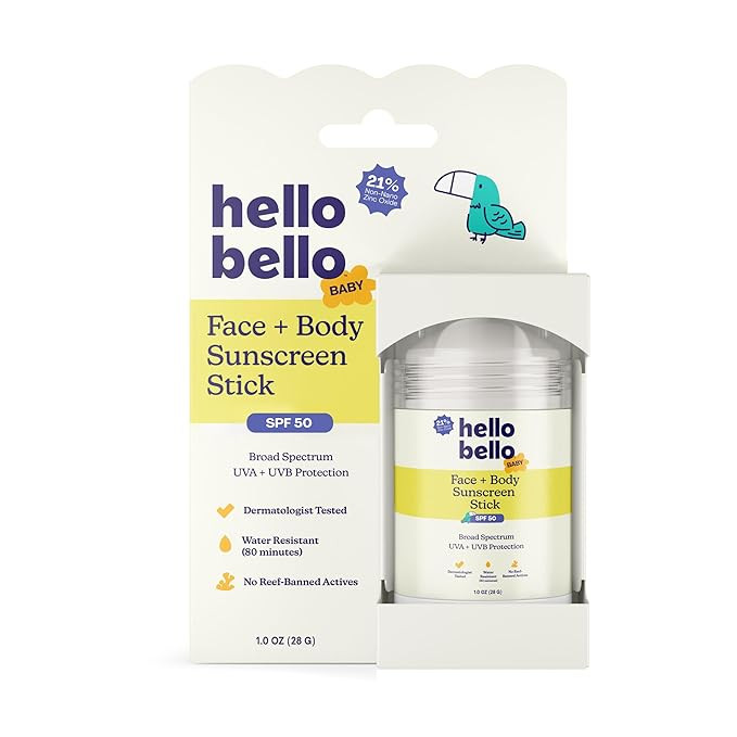 Hello Bello Baby SPF 50 Mineral Face + Body Sunscreen Stick - Water Resistant Broad Spectrum UVA ... | Amazon (US)