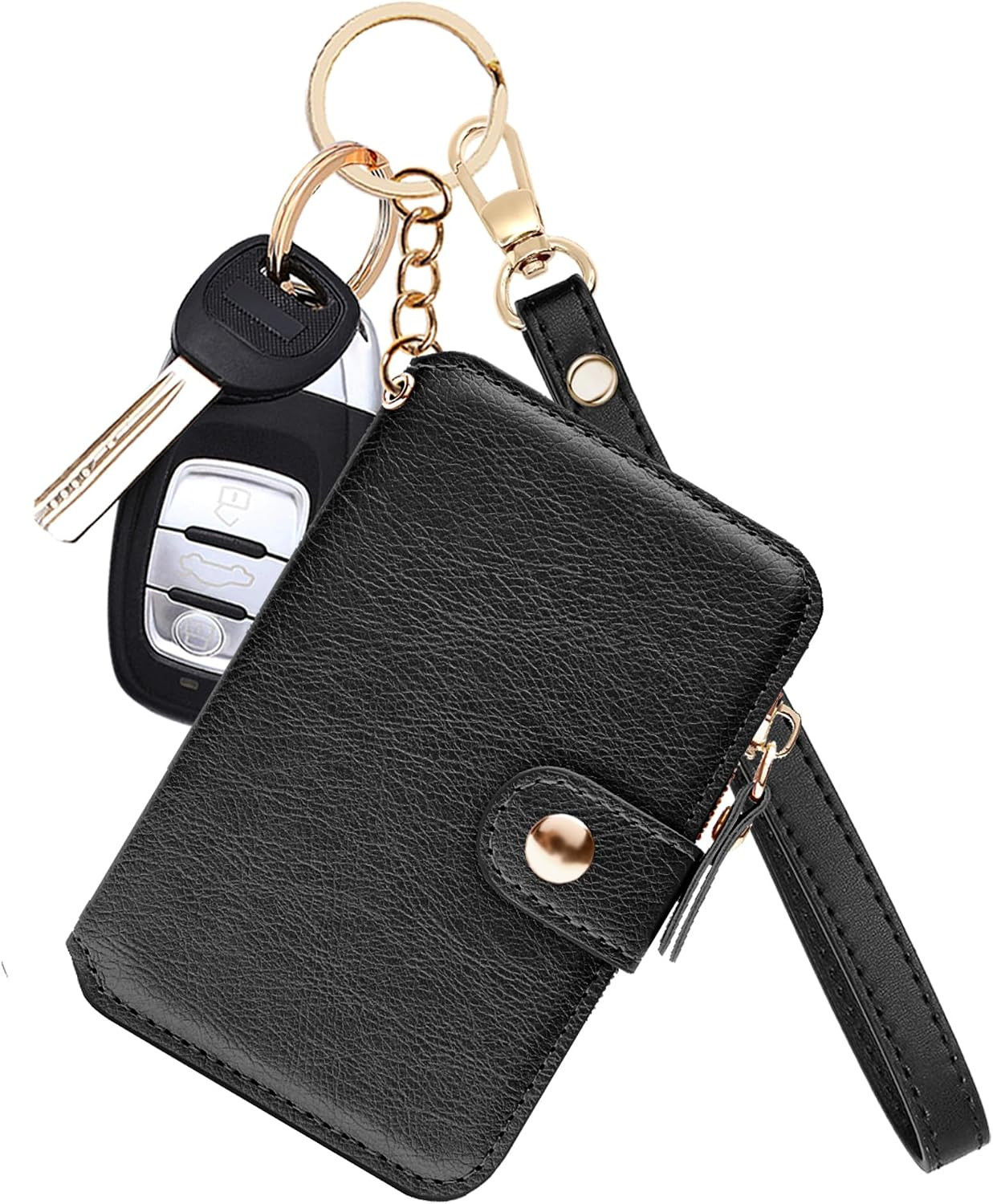 RFID Blocking Keychain Wallet With Leather Wrist Strap | Amazon (US)