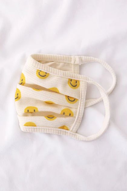 Smiley Print Washable Fashion Face Covering With Pocket | Shop Priceless