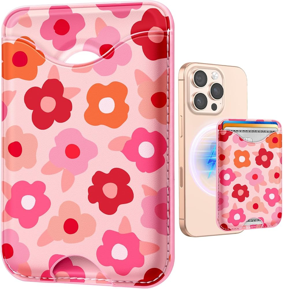 Shorogyt Compatible with Magsafe Wallet Magnetic Card Holder - Little Flower Phone Wallets for Wo... | Amazon (US)