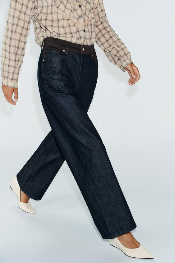 Zara - Z1975 High-Rise Mixed Barrel Jeans - Blue - 27 (Us 4) - Woman | Zara US