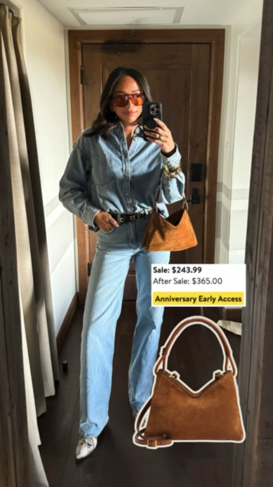 30% OFF!! Ways I've styled the STAUD Valerie suede shoulder bag! This bag is so versatile; it can easily be dressed up or down. It holds everything it needs to and has a detachable strap so that it can be worn as a crossbody! Comes in mahogany and olive too! 

fall outfit, fall fashion, nordstrom anniversary sale, nordstrom sale, nsale, fall accessories, statement bag, closet essentials, wardrobe staples, fall capsule wardrobe, denim on denim, denim shirt

#LTKSaleAlert #LTKSeasonal