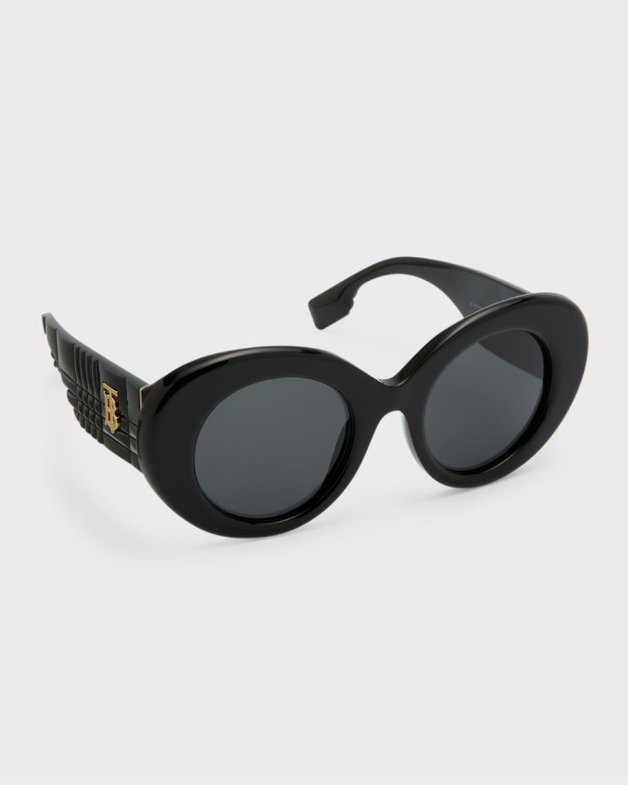 Burberry Monogram Round Acetate & Plastic Sunglasses | Neiman Marcus