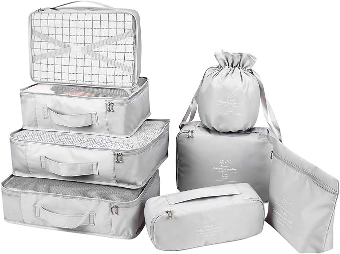 Packing Cubes 8 Sets Travel Luggage Organizers Include Waterproof Shoe Storage Bag Convenient Pac... | Amazon (US)
