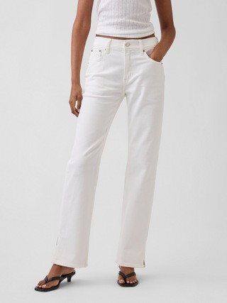 Mid Rise Split-Hem Relaxed Straight Jeans | Gap (US)