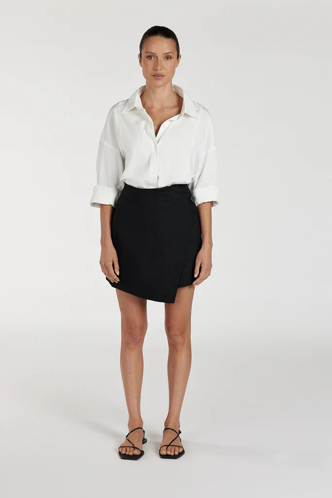 TOMMY BLACK LINEN MINI SKIRT | DISSH