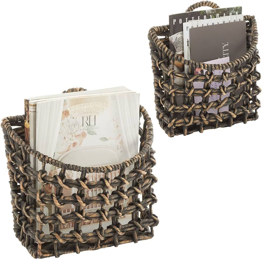 mDesign Woven Hyacinth Hanging Wall Mount Storage Organizer Basket - Rustic Hangable Mounted Mark... | Amazon (US)