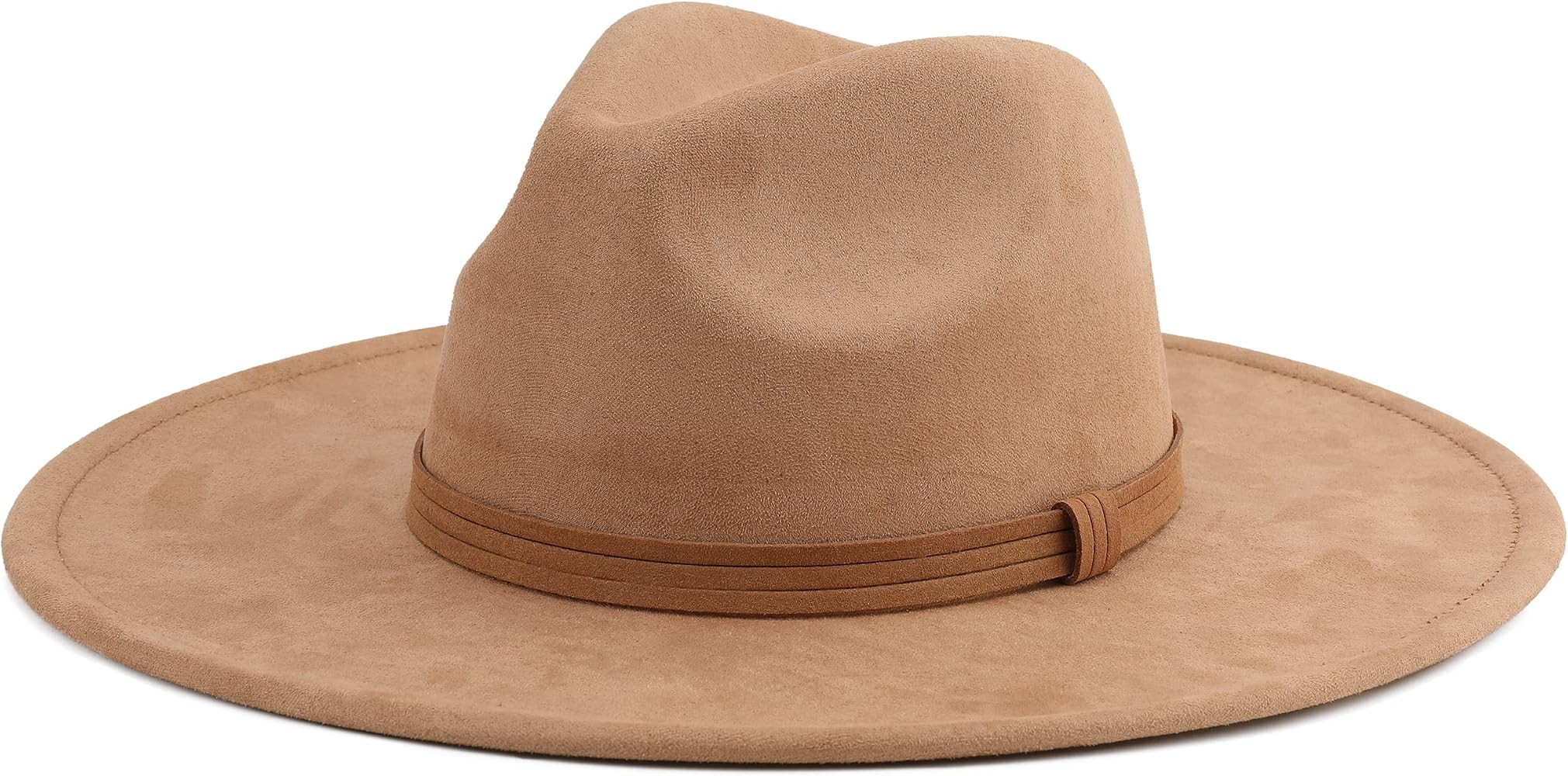 Big Wide Brim Fedora Hat for Women Large Felt Panama Rancher Hat | Amazon (US)