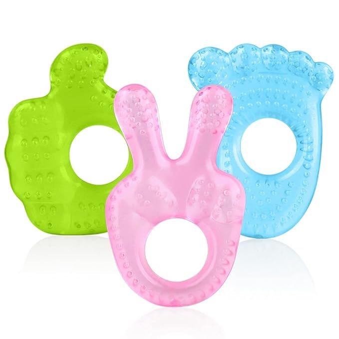 3-Pack Water Teether, Soothing Teether Set, Baby Teething Toys 01, Blue/Pink/Green | Amazon (US)