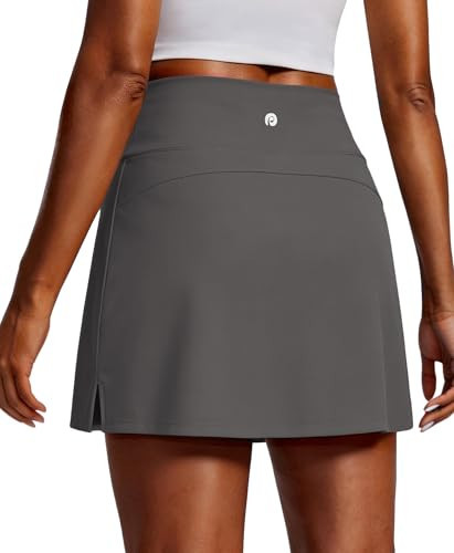 PINSPARK Womens Golf Skort Stretchy Tennis Skirt with Shorts Underneath Lightweight Athletic Skorts Moisture Wicking Pickleball Skirts, Dark Grey X-Small | Amazon (US)