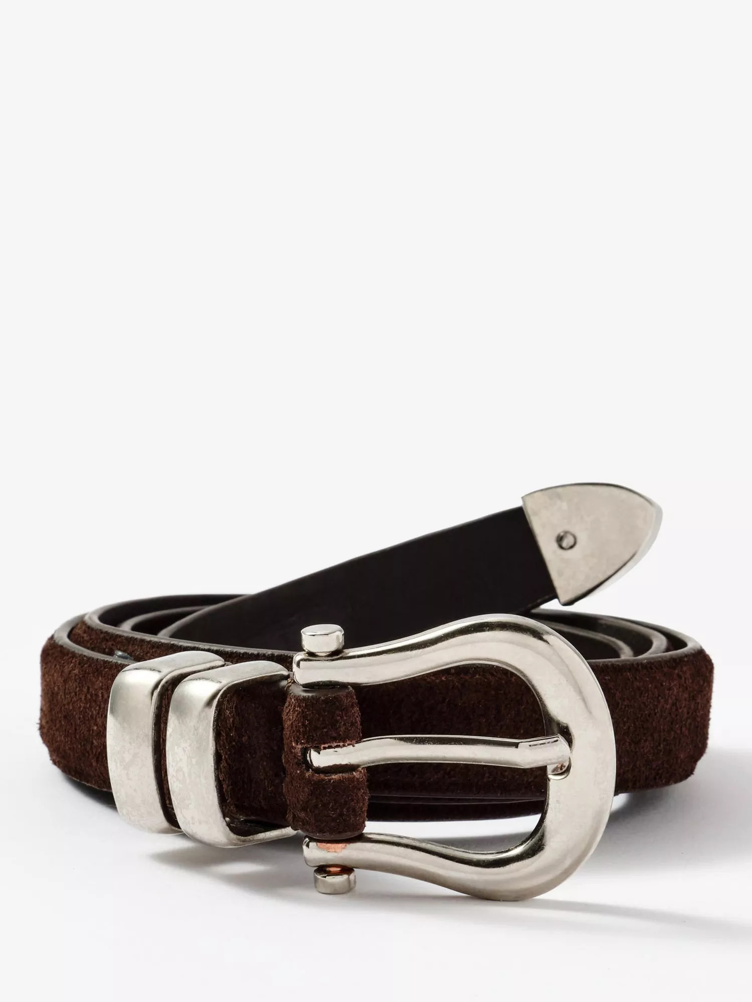 Mint Velvet Pure Suede Slim Belt, Brown | John Lewis (UK)