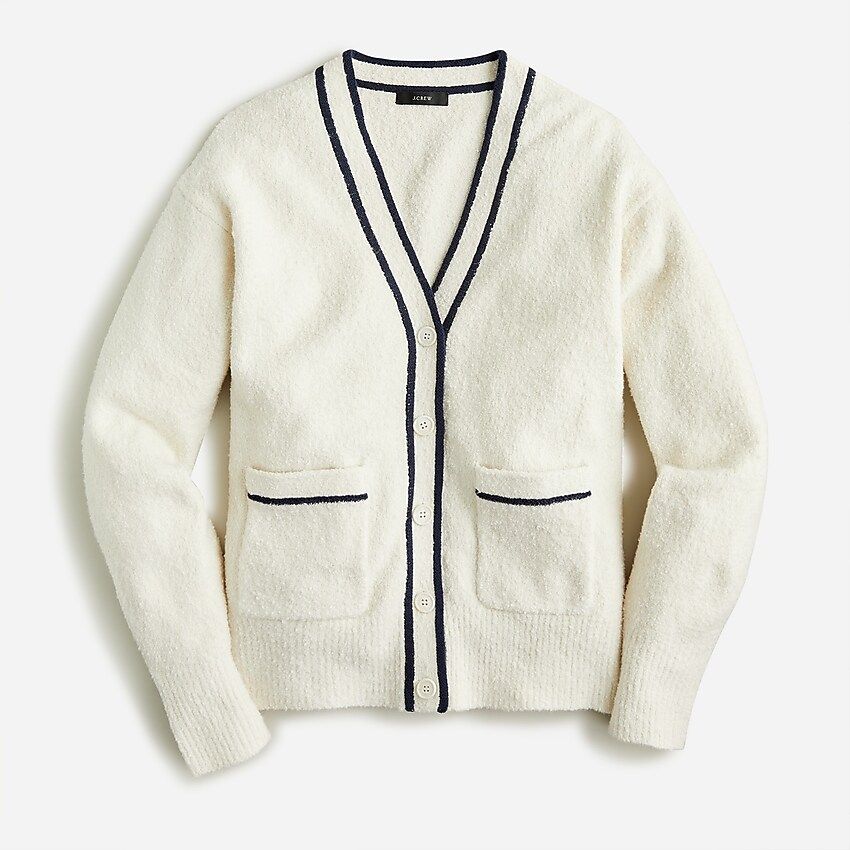 Cotton bouclé V-neck cardigan sweater | J.Crew US