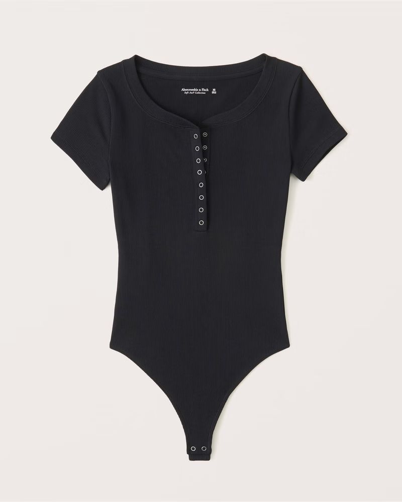 Women's Short-Sleeve Seamless Rib Henley Bodysuit | Women's Tops | Abercrombie.com | Abercrombie & Fitch (US)