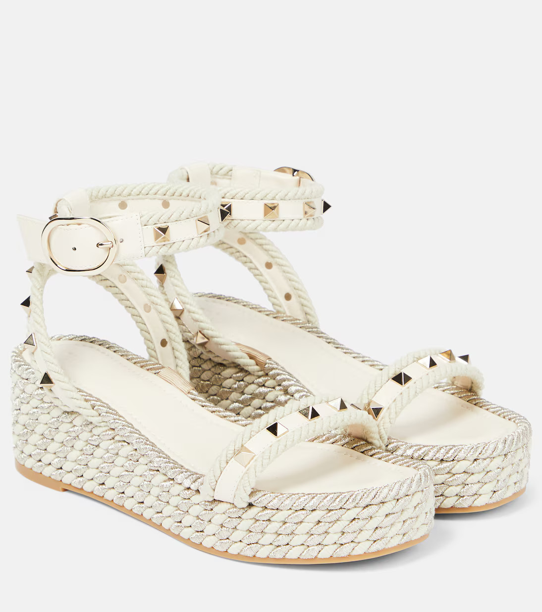 Rockstud leather wedge espadrilles | Mytheresa (US/CA)