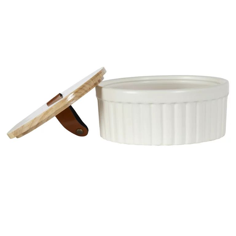 Better Homes & Gardens 2.5" x 6.18" Ribbed off-White/Cream Ceramic Decorative Container | Walmart (US)