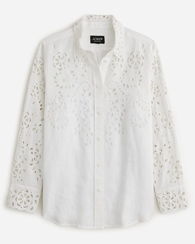 Collection classic-fit eyelet shirt in linen | J. Crew US
