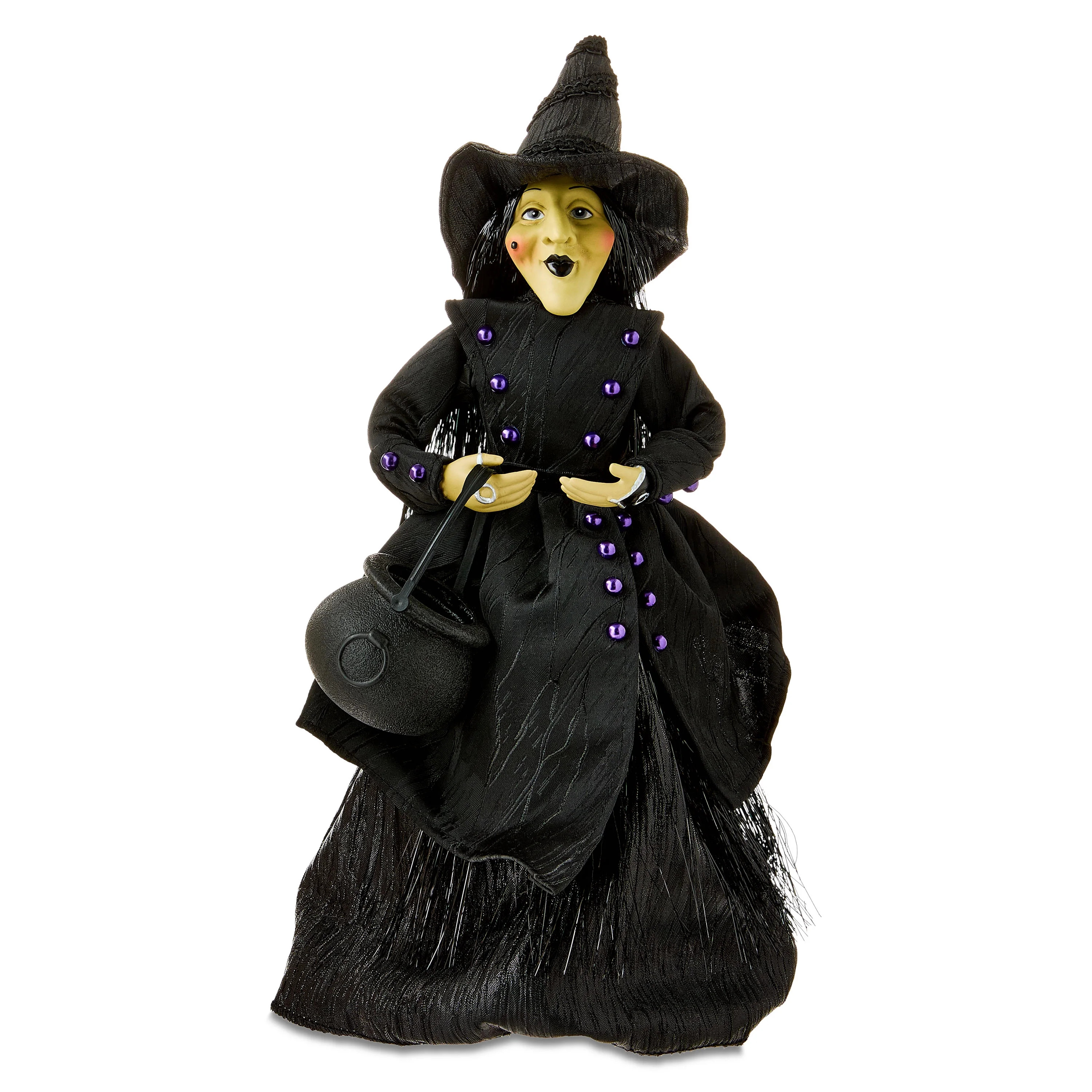 Witch with Cauldron Tabletop Decor, Black, 15", Halloween by Way To Celebrate | Walmart (US)
