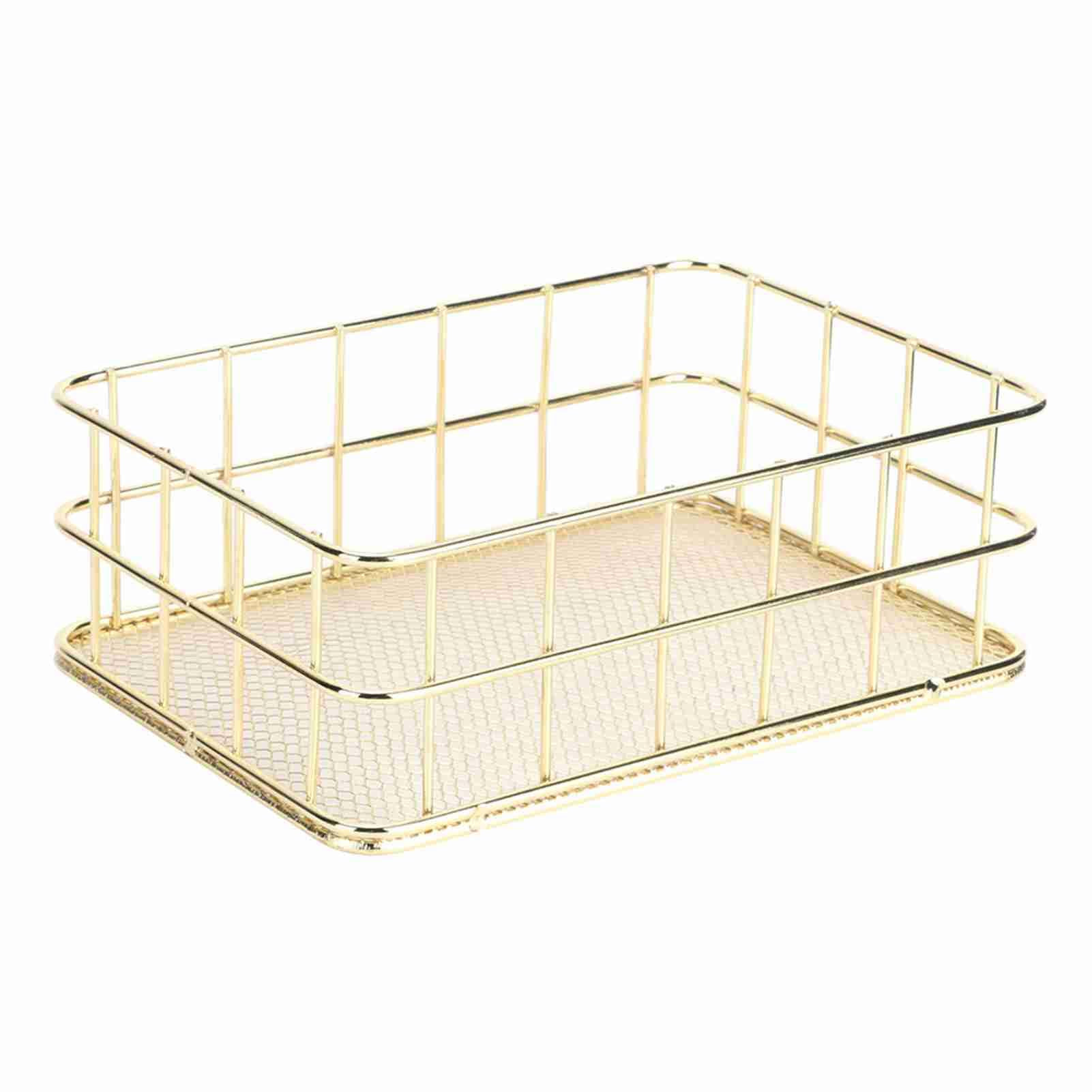 Horoper Gold Wire Mesh Basket, Gold Iron Storage Basket Tray Desktop Storage Baskets, Golds Organ... | Amazon (US)