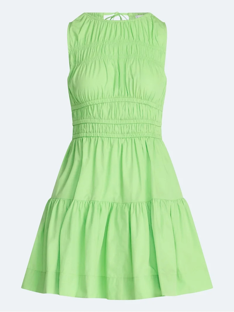 Free Assembly Women's and Women's Plus Smocked Cotton Drop Waist Mini Dress, Sizes XS-4X | Walmart (US)