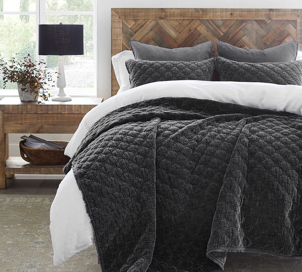 Velvet Lattice Quilt & Shams | Pottery Barn (US)