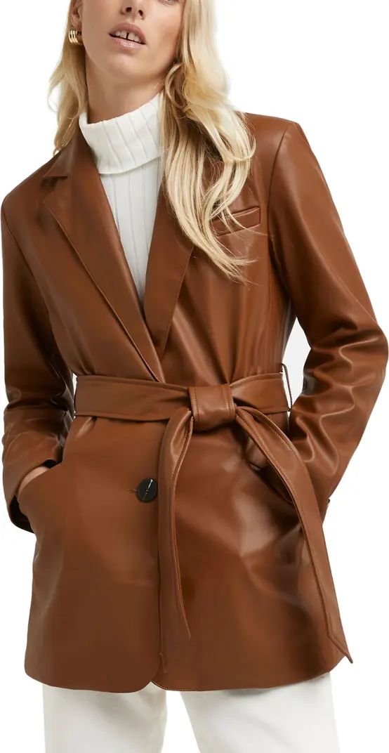 River Island Belted Faux Leather Blazer | Nordstrom | Nordstrom