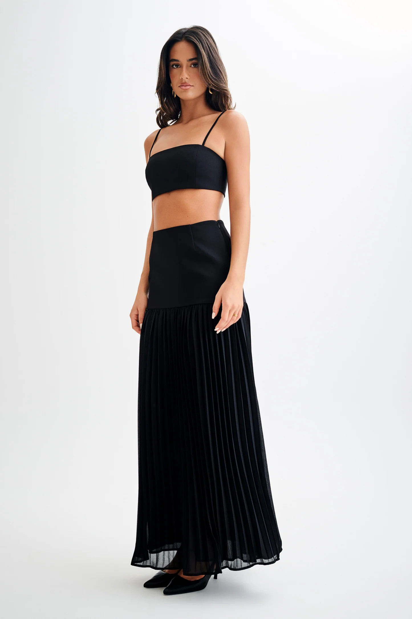 Jillian Pleated Maxi Skirt - Black | MESHKI US