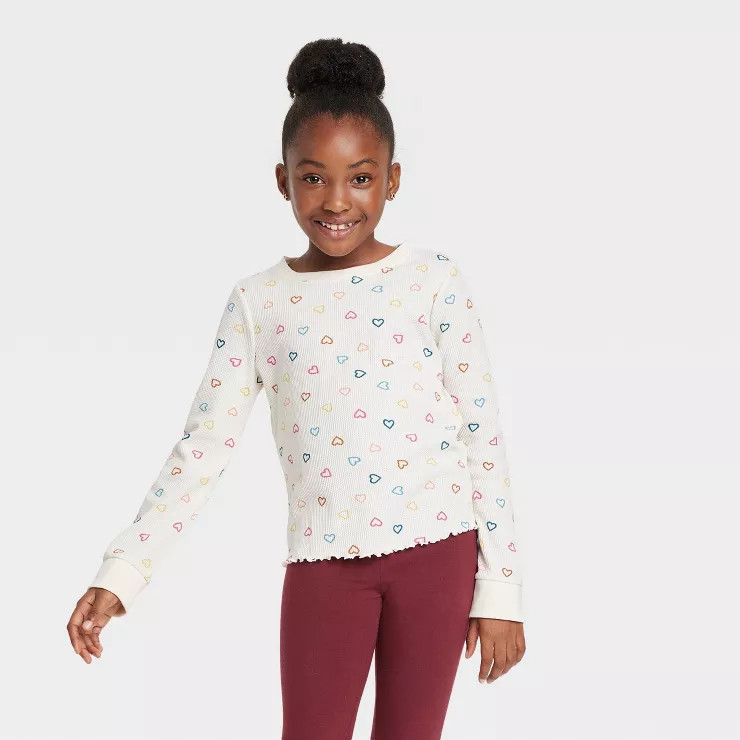 Girls' Long Sleeve Waffle Top - Cat & Jack™ | Target