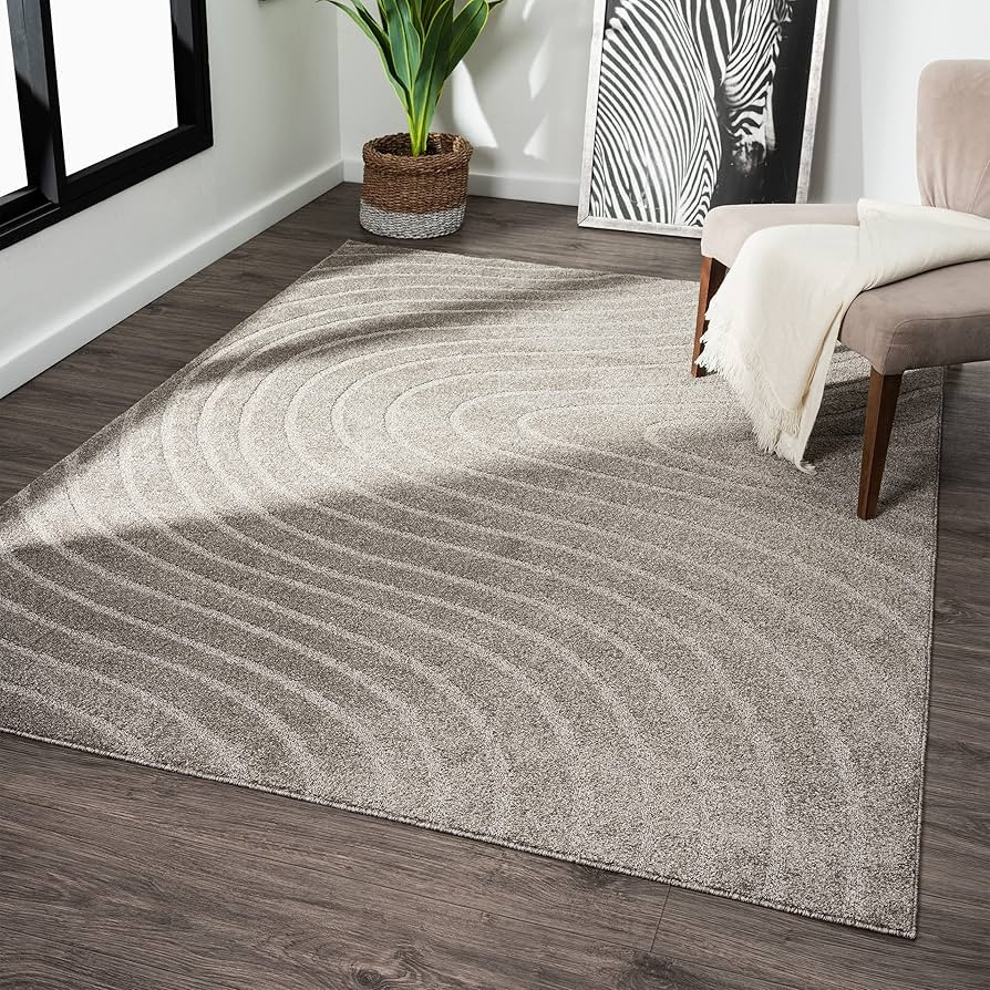 LUXE WEAVERS Modern Geometric Wave Taupe 8x10 Area Rug | Amazon (US)