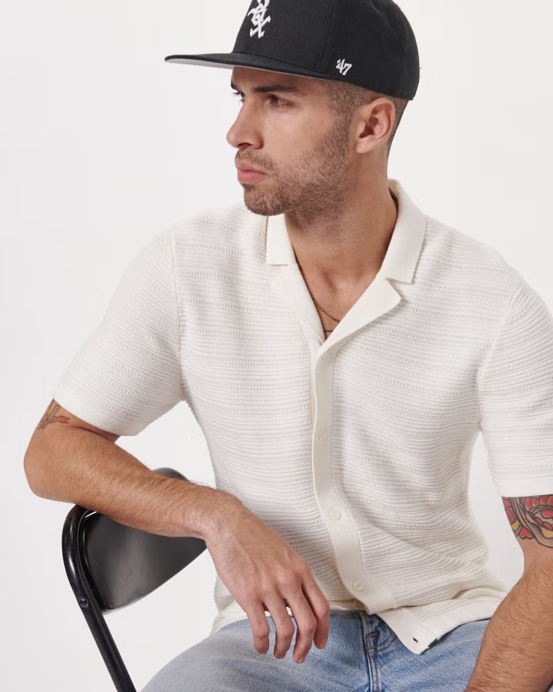 Stitch Button-Through Sweater Polo | Abercrombie & Fitch (US)