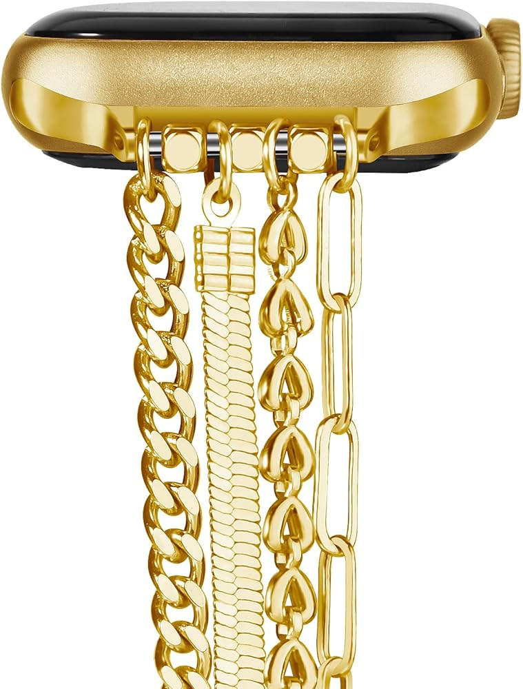 QINGQING Chain Bracelet Compatible for Apple Watch Band 41mm 38mm 40mm, Women Fashion Slim Jewelr... | Amazon (US)