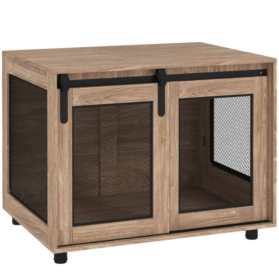 Pet Bedding & Furniture | Dog Crate Furniture w/ Sliding Door, 80 x 58.5 x 63cm, Walnut Brown | P... | Debenhams UK